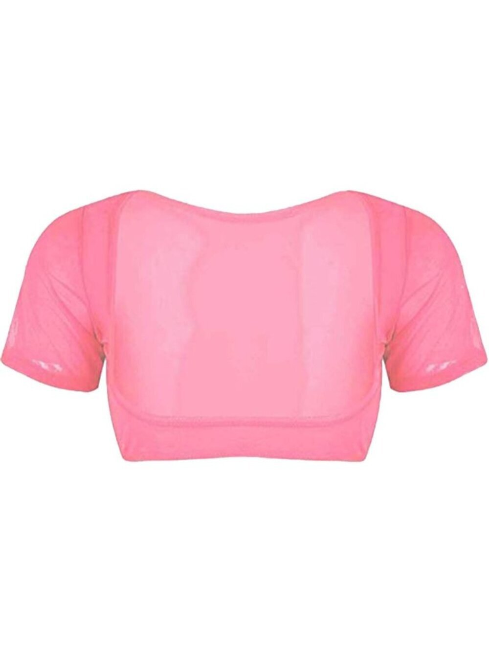 Women's Flame Red Mesh Open Bust Short Sleeve Spandex Belly Dance Crop Top